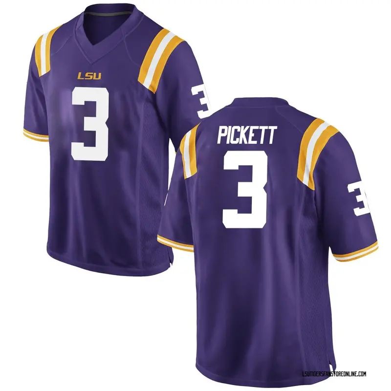 Replica Men's DJ Pickett LSU Tigers Purple Football College Jersey