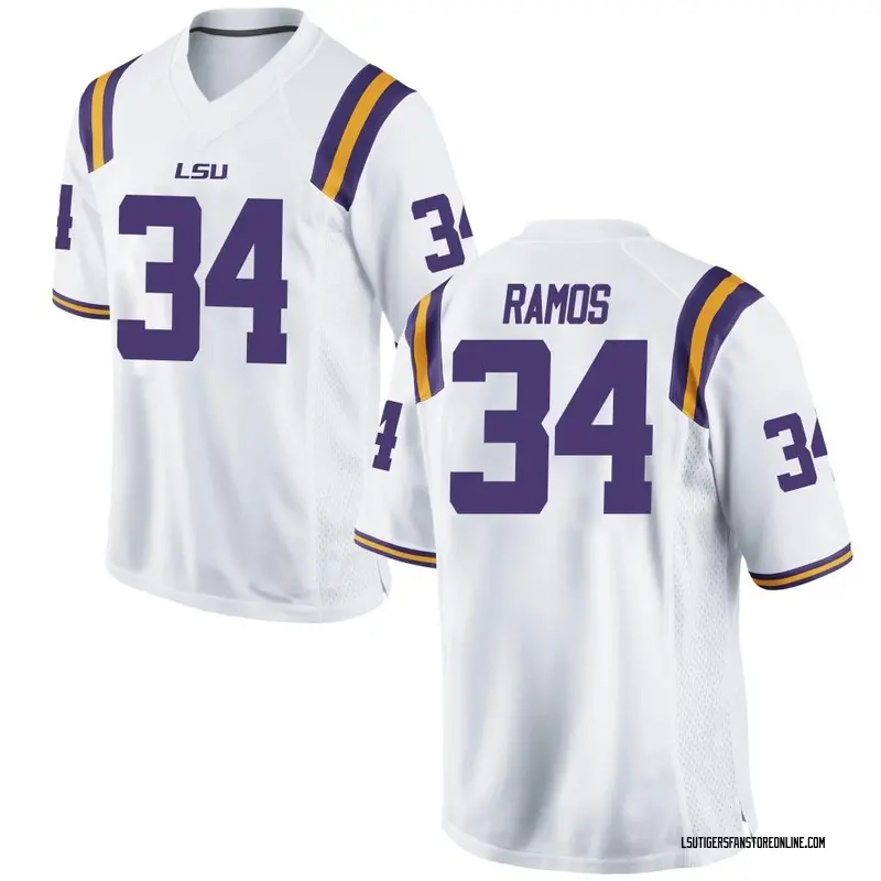 Replica Men's Damian Ramos LSU Tigers White Football College Jersey