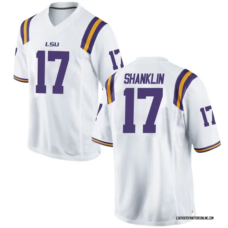 Replica Men's Damien Shanklin LSU Tigers White Football College Jersey