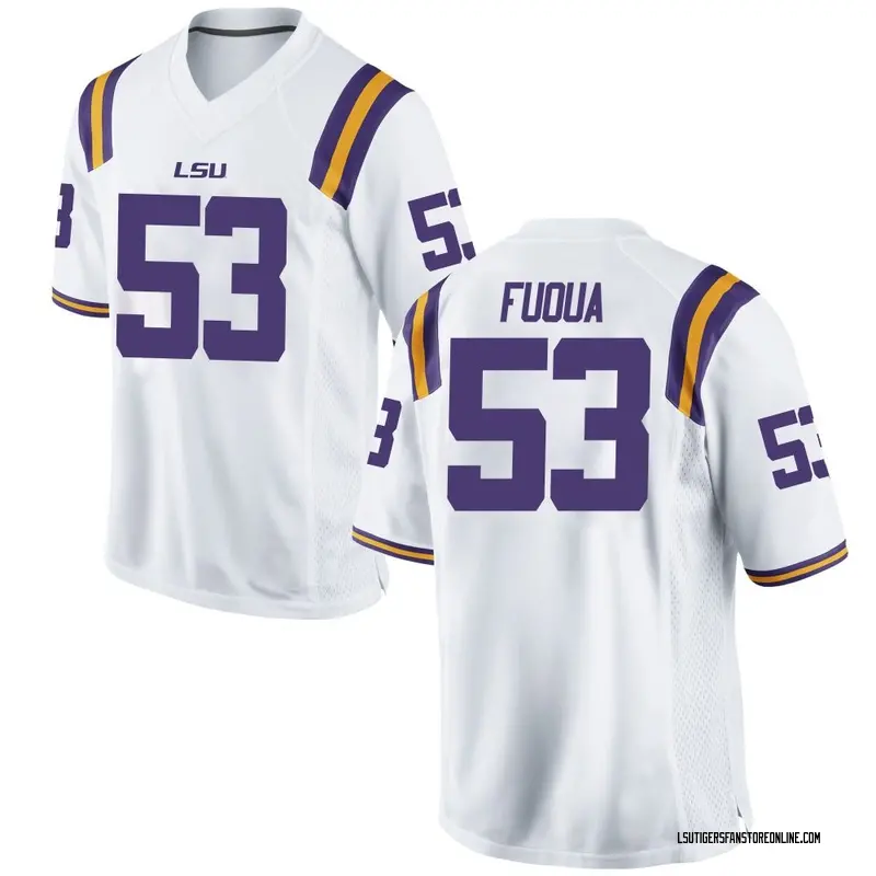 Replica Men's Hayes Fuqua LSU Tigers White Football College Jersey