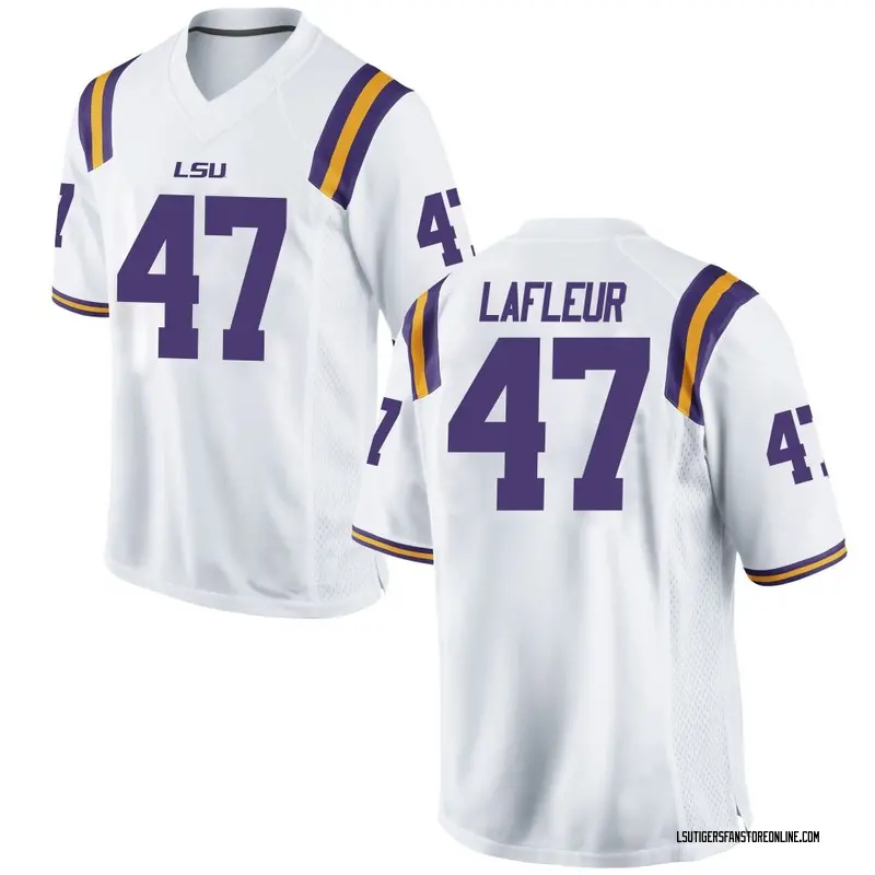 Replica Men's JD LaFleur LSU Tigers White Football College Jersey