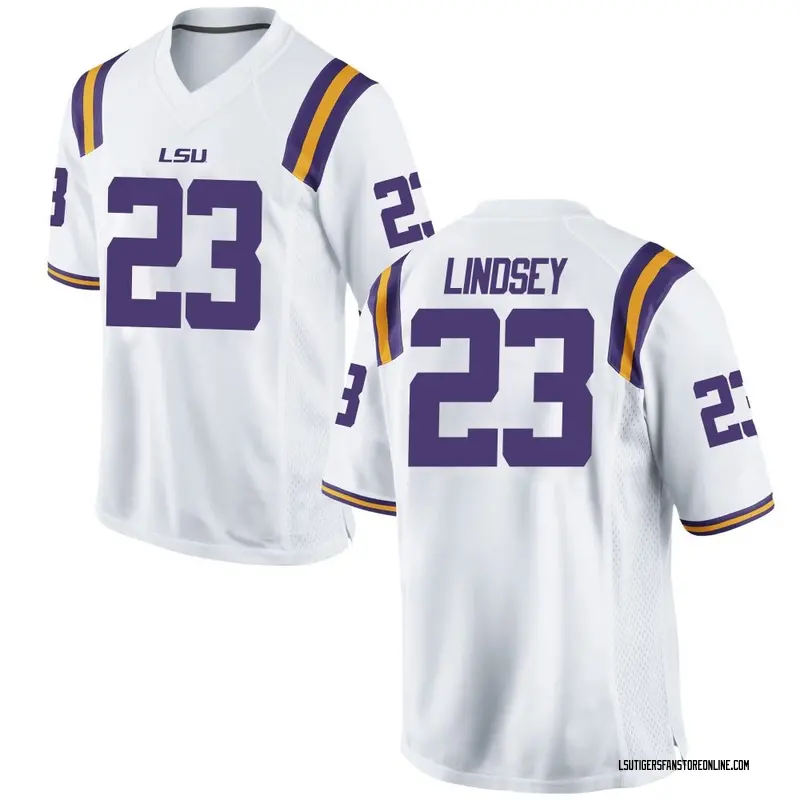 Replica Men's JT Lindsey LSU Tigers White Football College Jersey