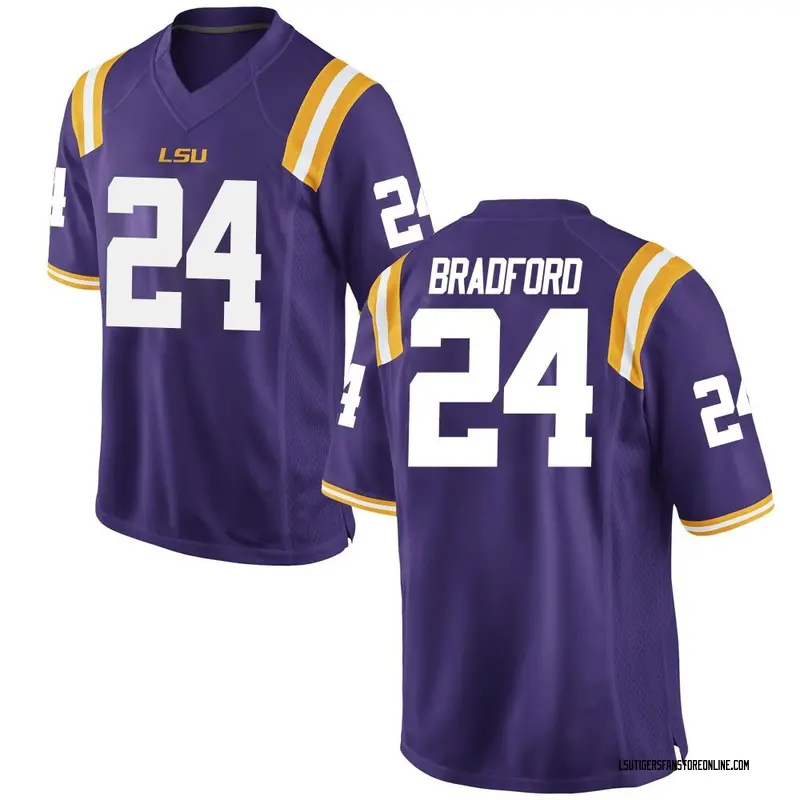 Replica Men's Jacob Bradford LSU Tigers Purple Football College Jersey