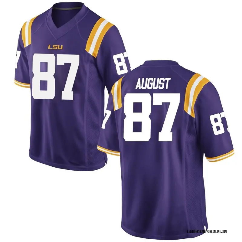 Replica Men's Joey August LSU Tigers Purple Football College Jersey