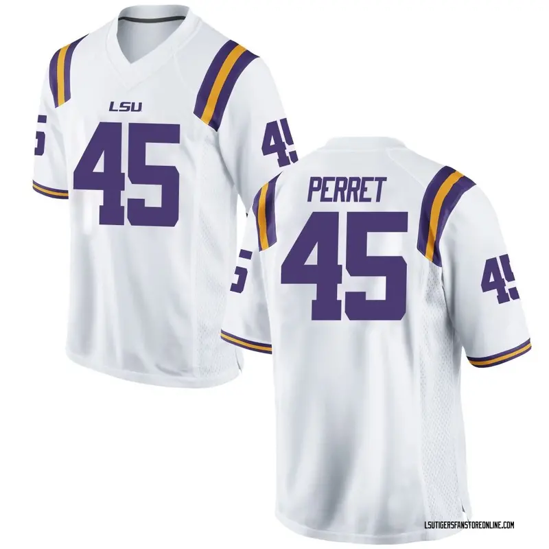 Replica Men's Sean Perret LSU Tigers White Football College Jersey