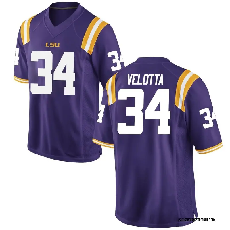 Replica Men's Skip Velotta LSU Tigers Purple Football College Jersey