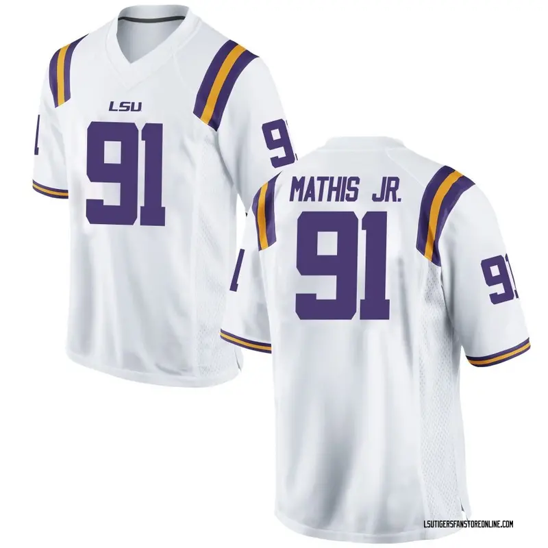 Replica Men's Walter Mathis Jr. LSU Tigers White Football College Jersey