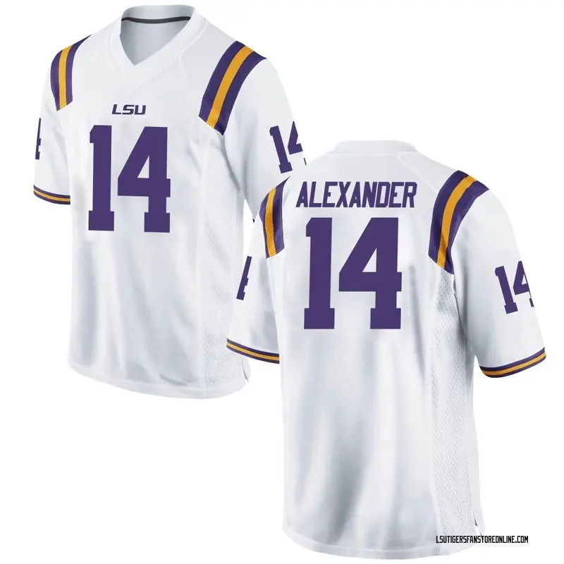 Replica Men's Zy Alexander LSU Tigers White Football College Jersey