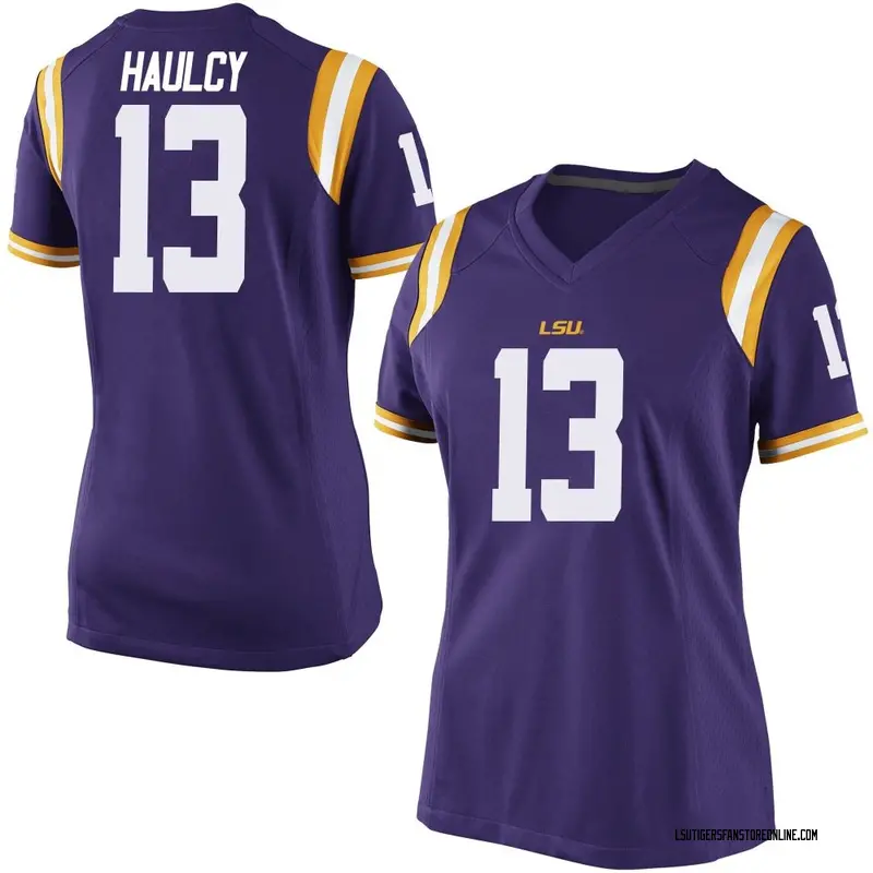 Replica Women's A.J. Haulcy LSU Tigers Purple Football College Jersey