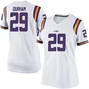 Replica Women's Caden Durham LSU Tigers White Football College Jersey