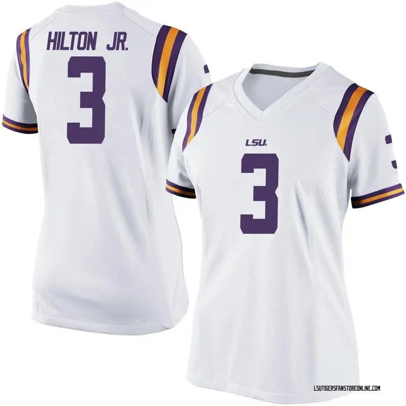 Replica Women's Chris Hilton Jr. LSU Tigers White Football College Jersey