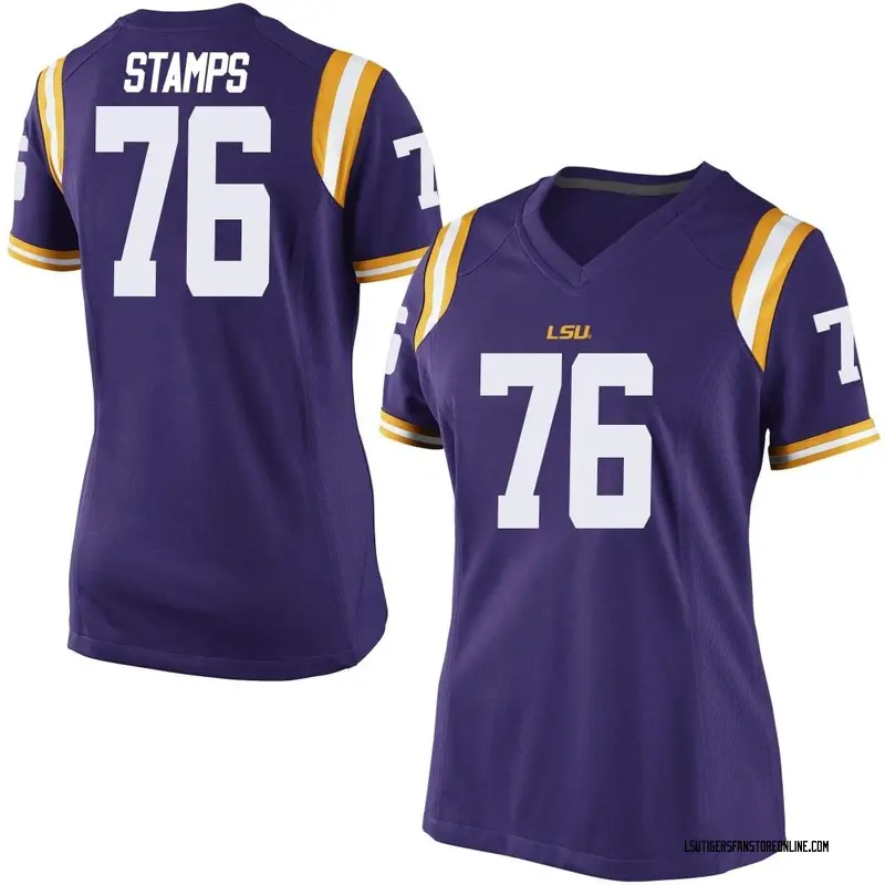 Replica Women's Christian Stamps LSU Tigers Purple Football College Jersey