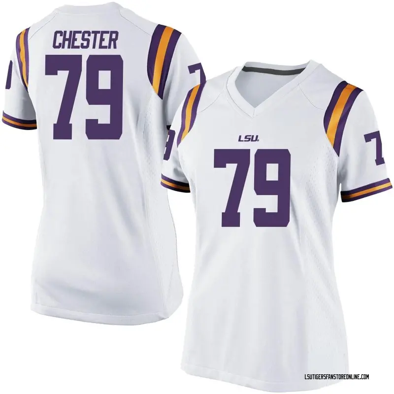 Replica Women's DJ Chester LSU Tigers White Football College Jersey