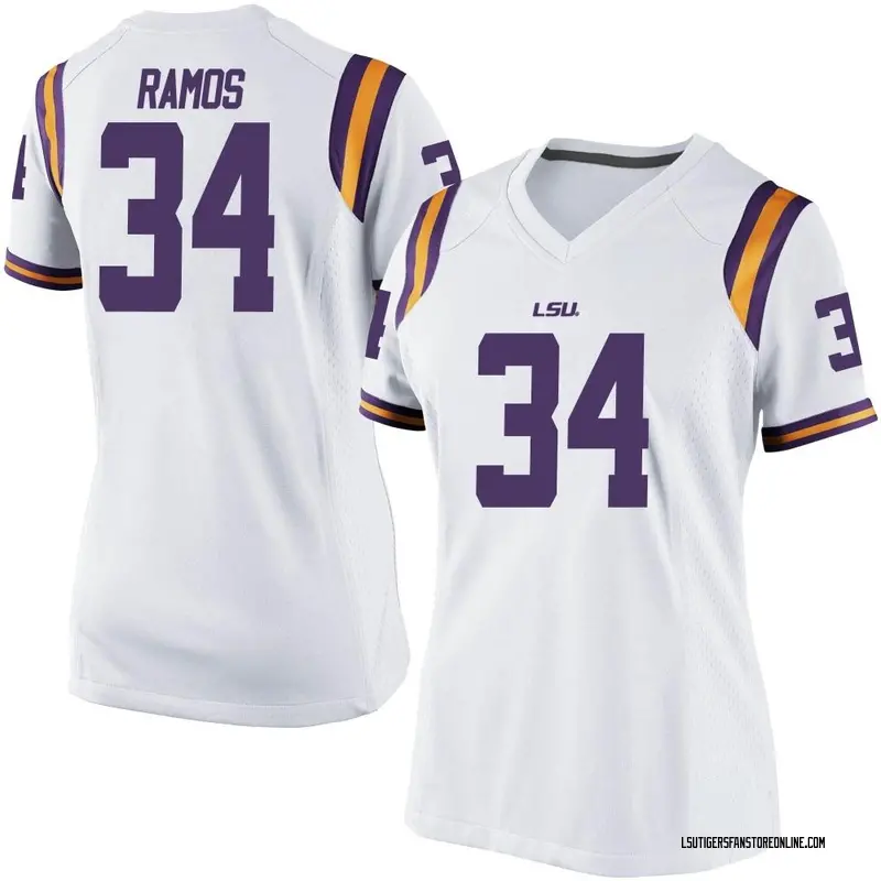 Replica Women's Damian Ramos LSU Tigers White Football College Jersey