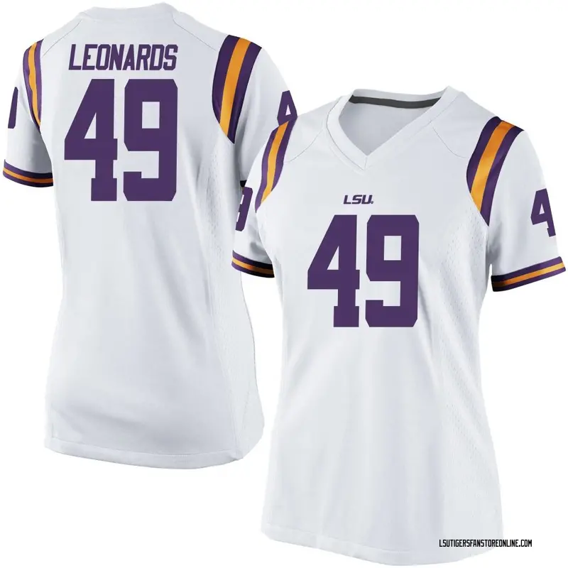 Replica Women's Gabe Leonards LSU Tigers White Football College Jersey