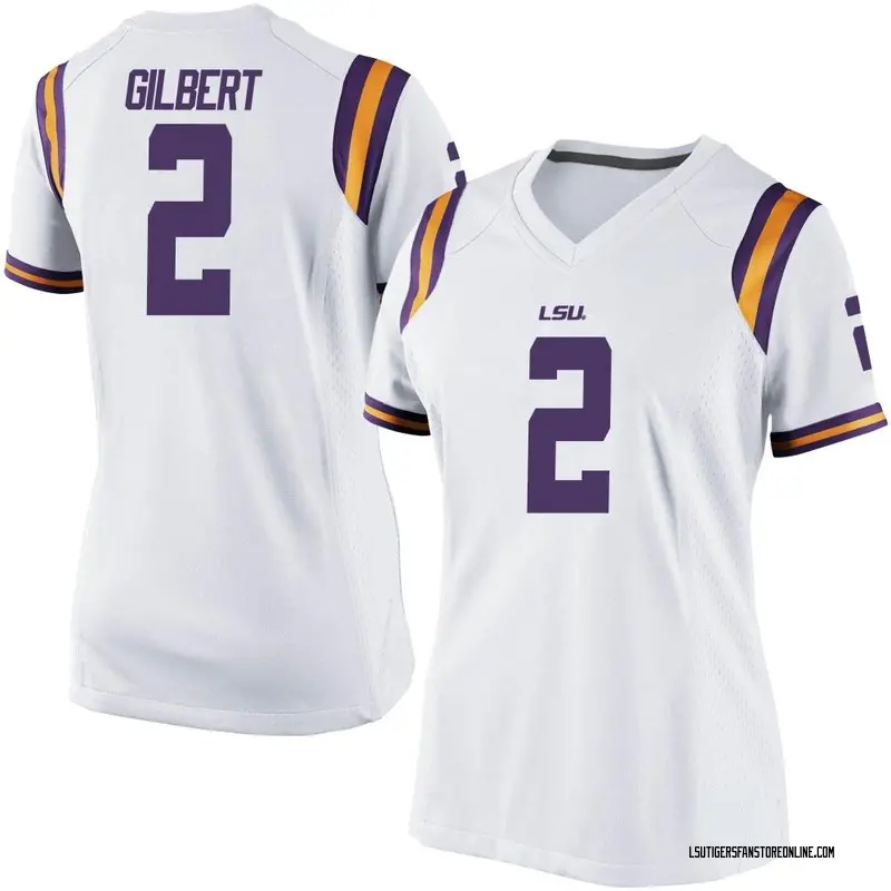 Replica Women's Jardin Gilbert LSU Tigers White Football College Jersey