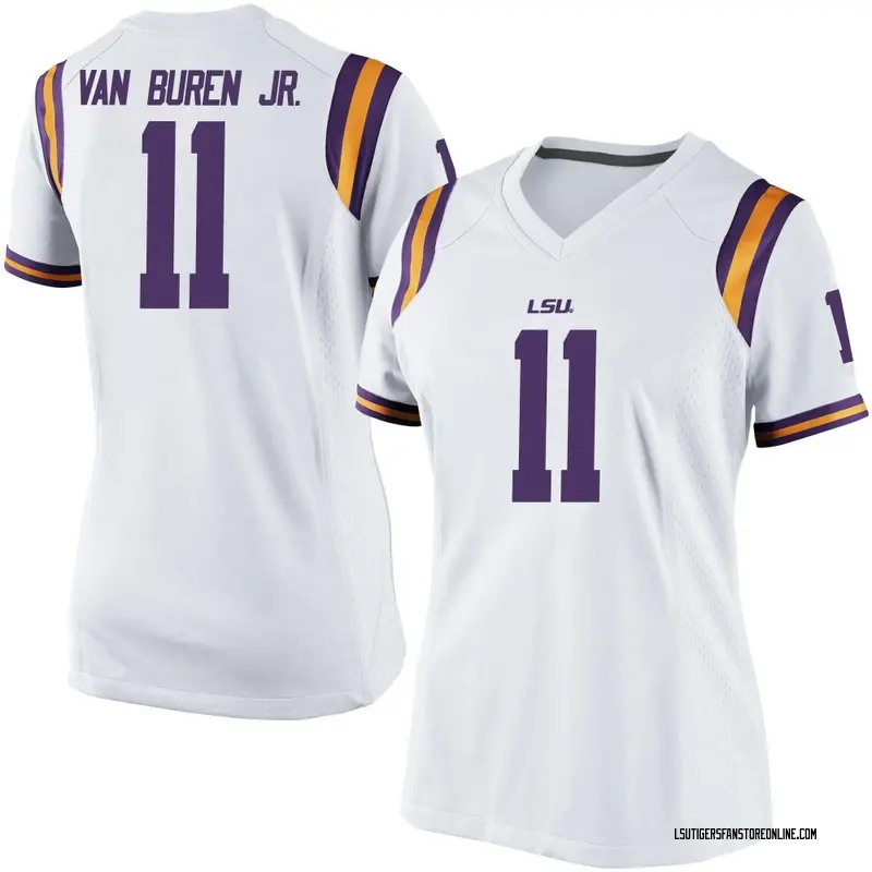 Replica Women's Michael Van Buren Jr. LSU Tigers White Football College Jersey