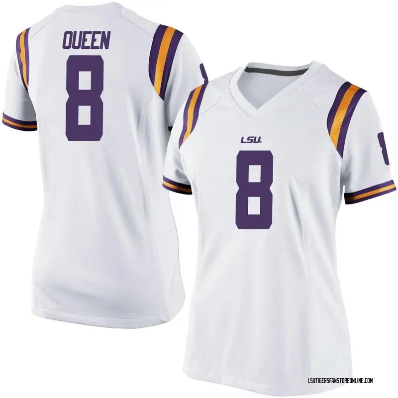 Replica Women's Patrick Queen LSU Tigers White Football College Jersey