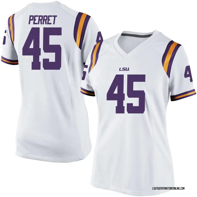 Replica Women's Sean Perret LSU Tigers White Football College Jersey