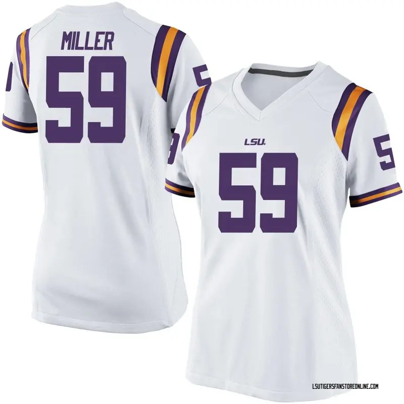 Replica Women's Tyler Miller LSU Tigers White Football College Jersey