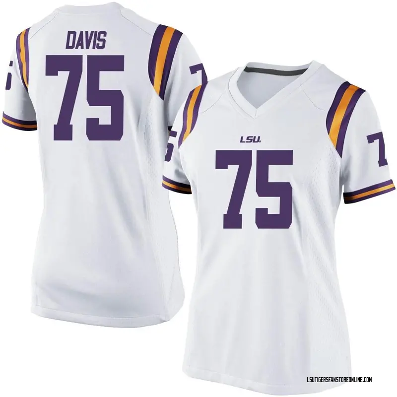 Replica Women's Weston Davis LSU Tigers White Football College Jersey