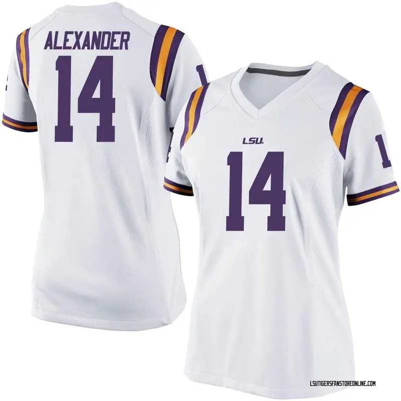 Replica Women's Zy Alexander LSU Tigers White Football College Jersey