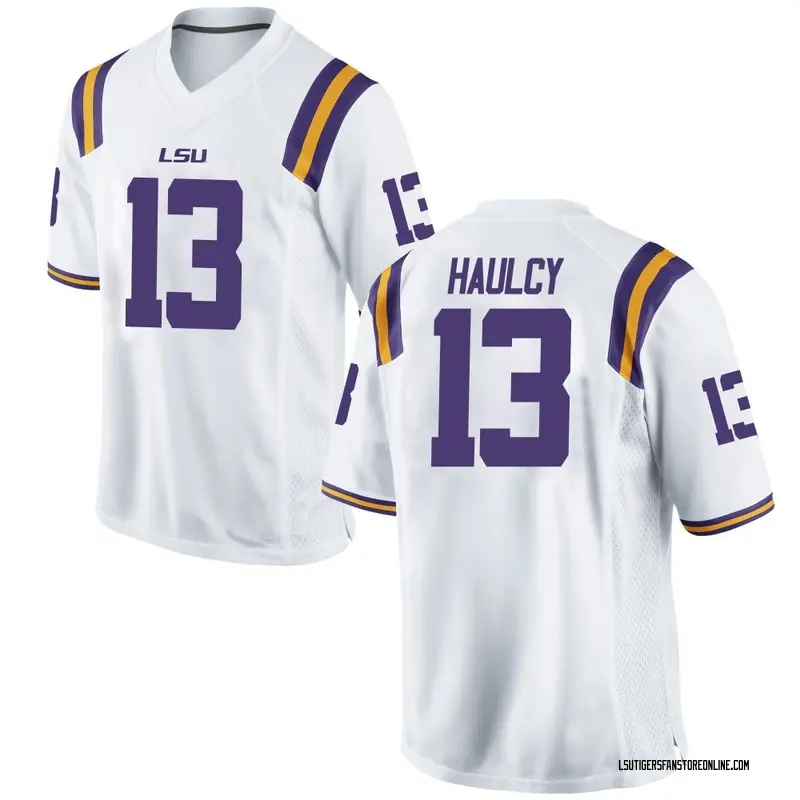 Replica Youth A.J. Haulcy LSU Tigers White Football College Jersey