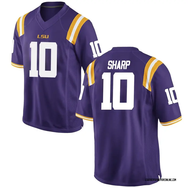 Replica Youth Bauer Sharp LSU Tigers Purple Football College Jersey