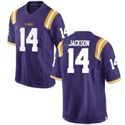 Replica Youth CJ Jackson LSU Tigers Purple Football College Jersey