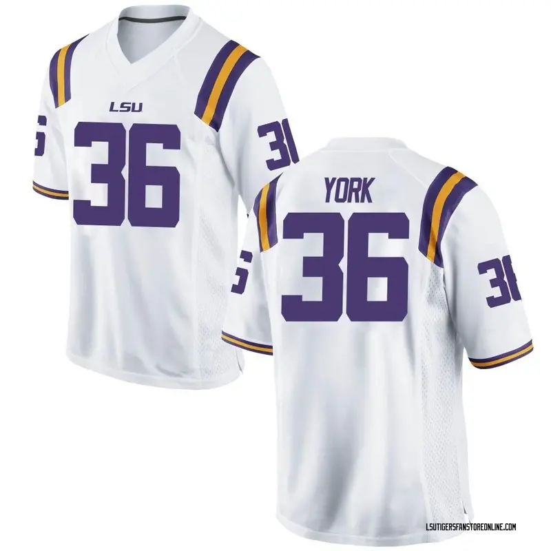 Replica Youth Cade York LSU Tigers White Football College Jersey