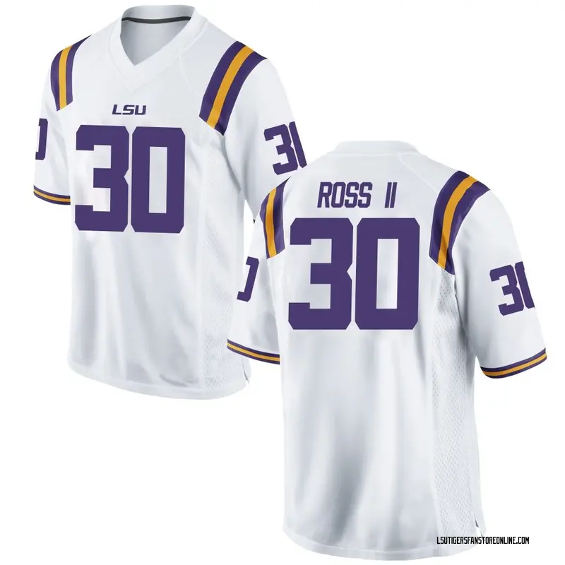 Replica Youth Charles Ross II LSU Tigers White Football College Jersey