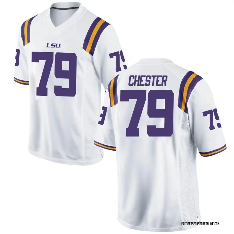 Replica Youth DJ Chester LSU Tigers White Football College Jersey