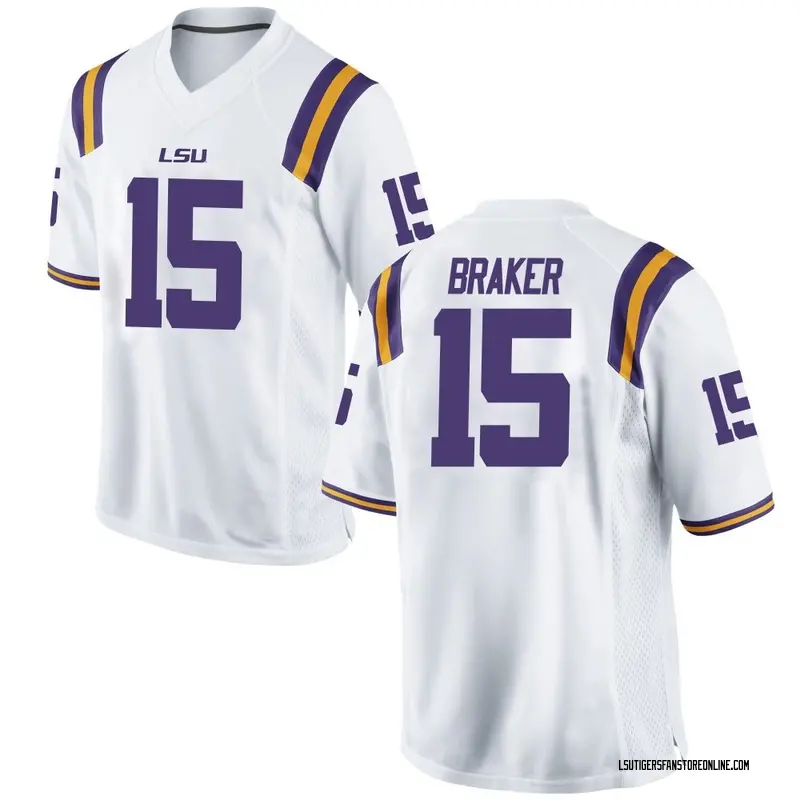 Replica Youth Jaiden Braker LSU Tigers White Football College Jersey