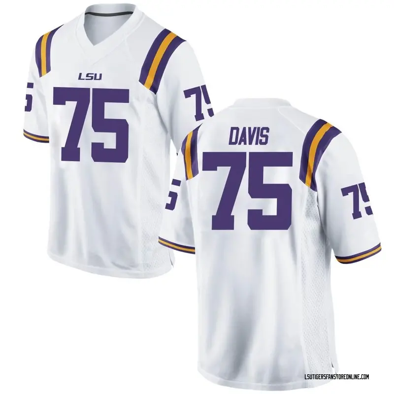 Replica Youth Weston Davis LSU Tigers White Football College Jersey